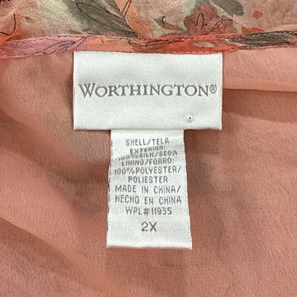 VTG Y2K Worthington 100% Silk Top 2X Fairy Dainty Babydoll Romantic Ruffle - Picture 2 of 10